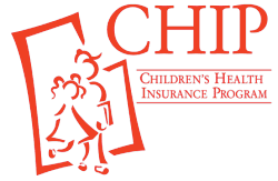 Logo featuring children and text about a children's health insurance program.